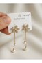 Zircon Stone Pearl Two-Way Dangle Evening Dress Earrings - Special Design Floral Behind-The-Ear Design Jewelry - 2