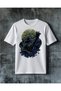 Skeleton Man Carrying the World Printed Oversize T-Shirt