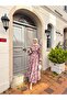 Women's Floral Pattern Buttoned and Waist-Tied Dress Pink - 13