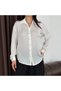Ecru Gold Button Detailed Pinstripe Satin Shirt - 4