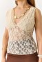 Women's Transparent Guipure Backless Thick Strap Blouse Beige - 2