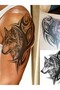 Howling Wolf Arm Leg Hand Back Body Chest Temporary Tattoo Man Body Art Sticker - 7
