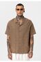 Embroidery Detailed Pocketless Oversize Short Sleeve Linen Shirt - 7