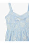 Cotton Strappy Layered Flounce Embroidered Long Dress - 6