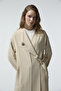 Double-Breasted Collar Belted Brooch Detailed Beige Giy Çık 0373 - 4