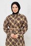 Seasonal Dress with Buttons, Plaid Pattern, and Belt Detail