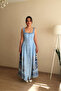 Square Neck Strap Patterned Cotton Dress - 4