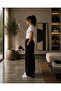 Women's Black High Waist Wide Leg Sweatpants with Side Pockets - 2