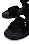 Women's Genuine Leather Black Suede Flat Sandals - 4