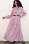 Women's Belted Polka Dot Hijab Dress 2613 - Pink