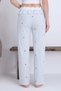 Women's Blue Striped Waist Elastic Lace Detail Pajama Bottoms - 3