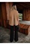 Women's Beige Men's Collar Buttonless Glittery Mesh Lined Vest Arm-26Y001085 - 2