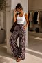 Patterned Wide-Leg Viscose Trousers Casual Stylish Women's Trousers My3535 - 3