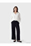 Black Textured Women's Trousers with Elastic Waist - 7