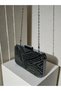 Black Platinum Stone Women's Evening Dress Bag with Black Stone Handle Detail for Wedding Engagement Graduation - 6