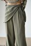 Women's Oversized Trousers with Tie at the Waist and Scarf - 2