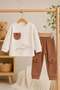 Baby Boy Airplane Embroidered Ribbed 2-Piece Top and Bottom Seasonal Set 3-12 Months - 2