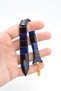 Handcrafted Dark Navy Blue Crimped Amber Fish Prayer Beads - 5