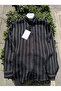 Men's Three Stripes Linen Oversize Relaxed Fit Long Sleeve Summer Shirt