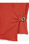 X Melis Ağazat - Double-Breasted V-Neck Sleeveless Blouse with Wrinkled Fabric Texture and Metal Accessories - 5