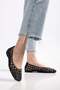 Women's Ballerinas Black Knitted Material Blunt Toe - 4