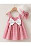 Baby Girl Hat and Back Bow Detailed Strap Dress - 3