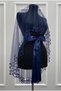 Navy Blue Bridal Veil Set, Sparkling Double Row Crystal Stone Decorated, Henna Night Veil Coverlet 6 Pieces - 7