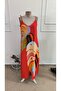 Women's Patterned Single Jersey Maxi Dress with Rope Strap and V-Neck - 4