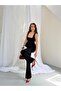 Women's Black Square Neck Blouse and Pants Two-Piece Set - 4
