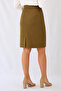 Olive Green Woven Pencil Skirt - 3