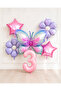 Pink Lilac Themed Butterfly -3- Age Number Balloon Set