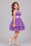 Girl's Transparent Strappy Round Neckline Skirt with Sequin Belt at the Waist Layered Tulle Fluffy Lilac Evening Dress - 2