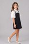 Girl's Pearl and Diamond Stone Embroidered Balloon Sleeve Chiffon Shirt Black Jean Salopet Set - 3