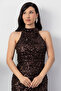 Halter Neck Slit Sequin Dress Ecr5482 - 2