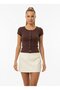 Women's Crew Neck Snap Closure Slim Fit Viscon Blouse 26038