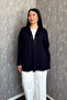 Women's Plus Size Collar with Stones and Pockets, 3-Button Short Cardigan 903-2