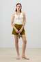 Mustard Pleated Women's Shorts - 2