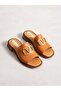 Mi̇lenor Tan Genuine Leather Women's Slippers - 2
