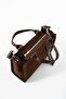Women's Brown Canvas Crossbody Bag with Handle Detail - 5