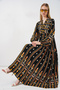 Women's Patterned Long Hijab Dress 1155 - N. Black - 3