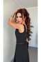 Women's Strappy Square Collar Beltless A-Shaped Long Imported Crepe Dress - 3