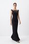 Black Madonna Collar Lace Fish Model Long Dress 261615 - 2