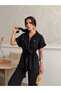Women's Short Sleeve Waist Tie Zipper Pocket Tencel Set - 7