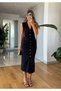 Black Gold Dress with Riveted Detailed Trim