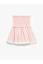 High Waist A-Line Skirt with Lace Detail - 2