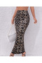 Women's High Waist Leopard Patterned Viscose Cotton Fabric Long Pencil Skirt - 2