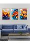 Vibrant Colored Flowers 3 Piece Wooden Framed Painting Act - 2
