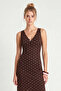 Polka Dot Patterned Summer Tulle Dress Lzv0078 Brown - 5