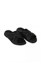 Black Leather Women's Flat Slippers - 3
