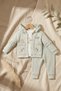 Baby Green Ruffled Squirrel Embroidered 3-Piece Set - Cotton Hooded Cardigan, Bodysuit and Ribbed Pants Set
